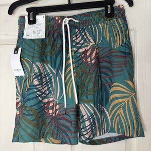 Tropical Leaf Print Men's Swim Shorts